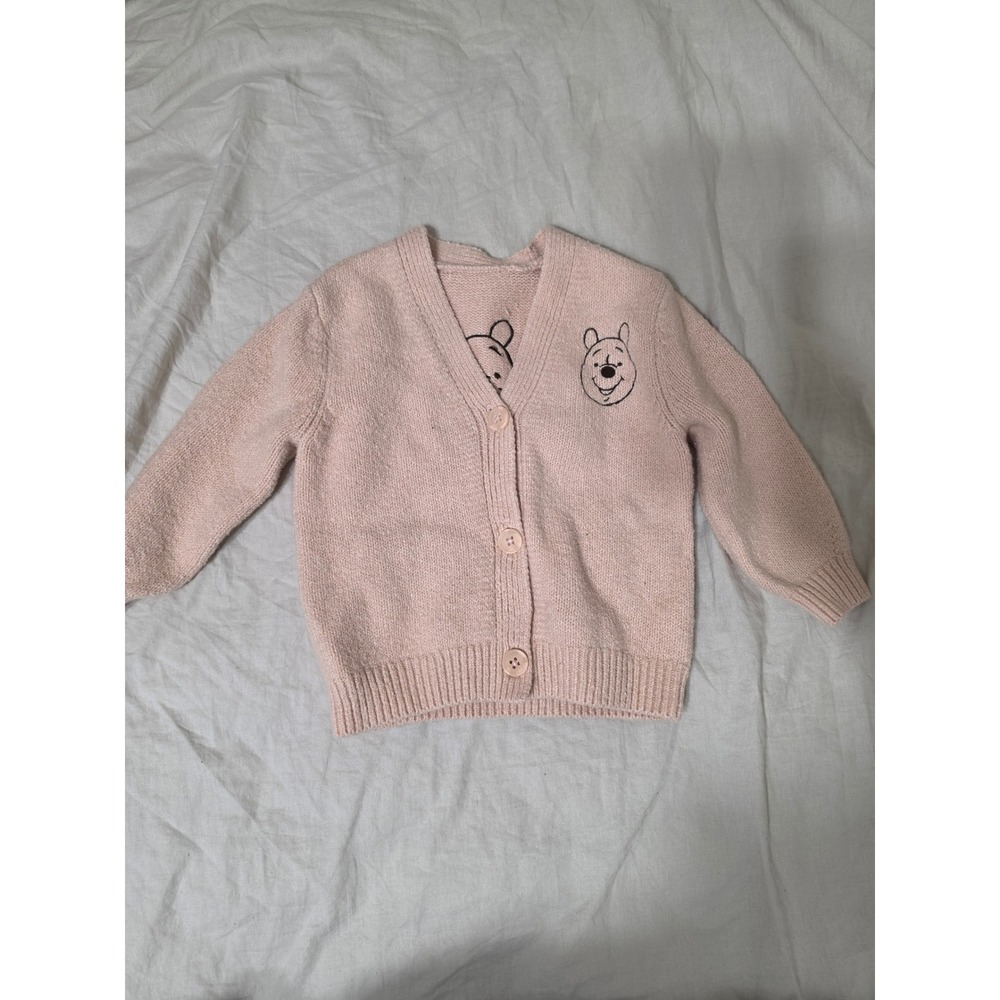 Disney Winnie the Pooh Pink Knit Cardigan Sweater Toddler Girls 18-24M Peach
